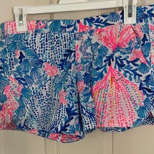 Lilly Pulitzer Blue Pink Coral Print Women’s Shorts